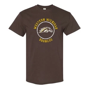 Camiseta con licencia con logotipo de círculo en dificultades de los Western Michigan Broncos - chocolate DK - Imagen 1 de 5