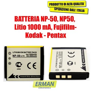 BATTERIA NP-50, NP50, Litio 1000 mA, Fujifilm- Kodak - Pentax - Foto 1 di 1