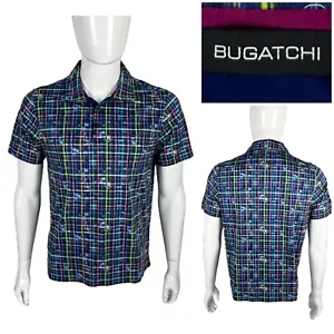 Bugatchi Uomo Herren Medium Poloshirt 100 % mercerisierte Baumwolle geometrisch blau gebraucht, in einwandfreiem Zustand - Bild 1 von 11