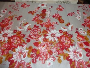 Vtg Fabric 1970's Sheer Pink Floral Panel Print 2 1/2 yards 58" wide - Picture 1 of 10