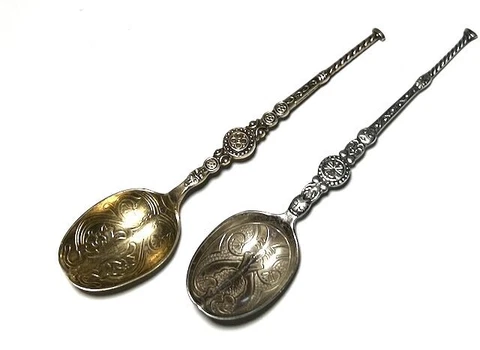 Two (2) Beautiful Coronation Spoons, Sterling and Lovely Cover
