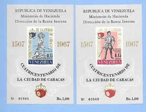 VENEZUELA Sc C958(NOTE) 2 LH SOUVENIR SHEETS OF 1967 - CARACAS. Sc$90 - Picture 1 of 1