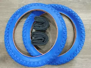 New BLUE Kids Bicycle Tires and Tubes 16 x 2.125 Fits 1.75 1.95 BMX 16" - Picture 1 of 3