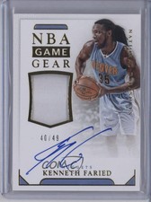 2015-16 Panini National Treasures NBA Game Gear /49 Kenneth Faried #GG-KFR Auto