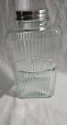 Vintage Ribbed Glass Coffee Jar With Aluminum Lid 9 1/2"x4 3/4"x 3 1/2" Bubbles 