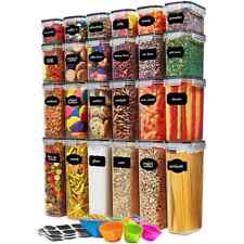 24 Piece Airtight Food Storage Container Sets | Pantry & Kitchen | Snap on Lids