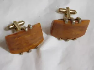 old vintage Art Deco era bakelite men's cufflinks set jewelry dress antique age - Picture 1 of 6