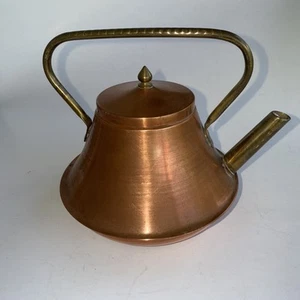 Vtg Copper Teapot w/Brass Spout & Handle Mid 20th Century Patina 5.5”H - Picture 1 of 9