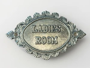 Vtg Heavy Bronze Brass Ladies Room Bathroom Restroom Plaque Door Sign Restaurant - Picture 1 of 5