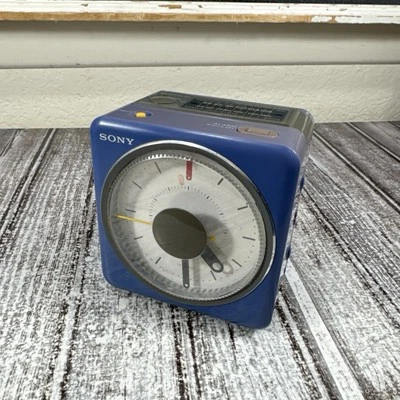 Sony Blue ICF-A10W Analog Clock Radio Vintage TESTED WORKING - Image 1 of 4