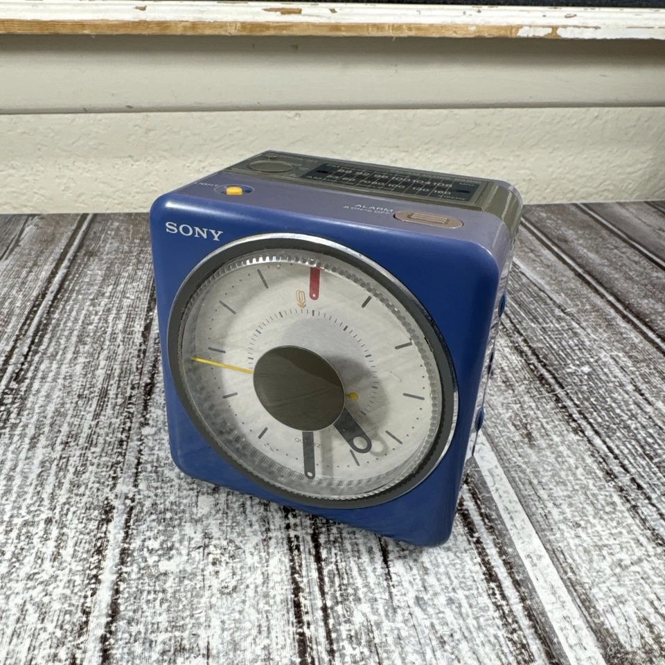 Sony Blue ICF-A10W Analog Clock Radio Vintage TESTED WORKING - Image 1 of 4
