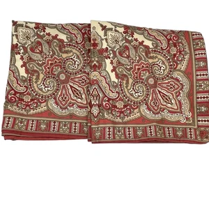 Coppia Fienile Ceramica Euro Shams 24x24 Paisley Ricco Misto Lino Ruggine/Crema/Tortora - Foto 1 di 9