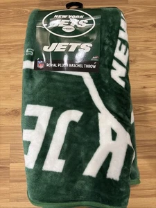 NEW YORK JETS Royal Plush Raschel Throw Blanket 50x60 inch NWT - Picture 1 of 2