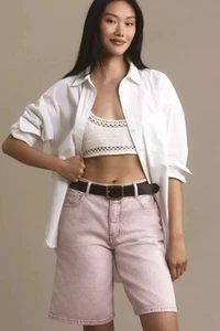 Pilcro Anthropologie Classic Bermuda Denim Shorts Pink Size 25 90's - Picture 1 of 19