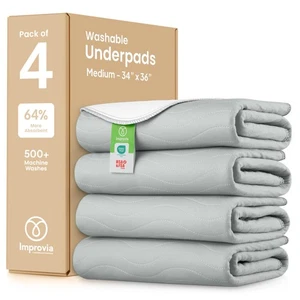 IMPROVIA® Waschbare Unterlagen 34 x 36 4er Pack stark saugfähig wiederverwendbar - Bild 1 von 7