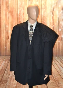 Geoffrey Beene Men Black Solid 2 Button Suit Sz 54R Wst 44x30 - Picture 1 of 15