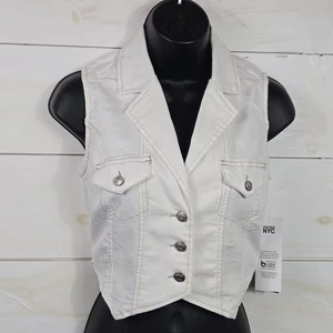Madden NYC White Denim Vest Size XXS NEW WITH TAGS! SUPER CUTE - Picture 1 of 7