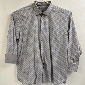Visconti Black Men's Button Up Beige Long Sleeve Shirt Size 2XLB Crazy Design - Picture 1 of 8