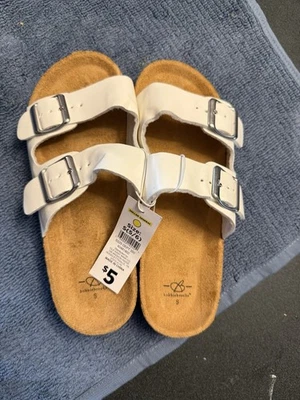 Sandálias femininas Bobbie Brooks de couro cortiça branca pequena (5/6) - Imagem 1 de 2