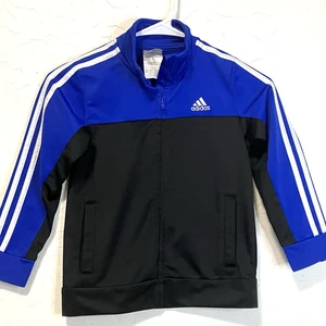 Adidas Boys Sz 6 Blue & Black Full Zip Unlined Athletic Jacket - Picture 1 of 7