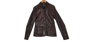 Stitch's Lederjacke Damen M braun tailliert Ziernähte - Bild 1 von 11