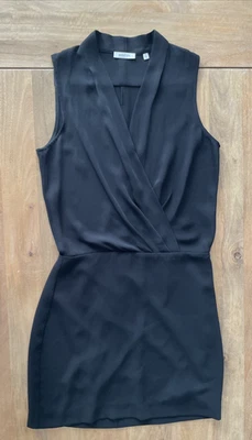 Aritzia Babaton Dress Women's Size 4 Black Sleeveless Draped V-Neck Sheath Midi - Image 1 of 4