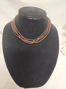 Collar Boho 14" Multi Hilo Cuentas Marrón - Imagen 1 de 7