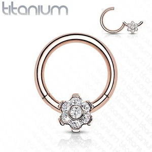 Piercing Daith Septum De Titanio Rosa Con Flor Engastada - Imagen 1 de 1