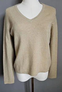 Lands End 100% Kaschmir Gr. S Pullover beige hellbraun V-Ausschnitt Langarm Luxus  - Bild 1 von 10