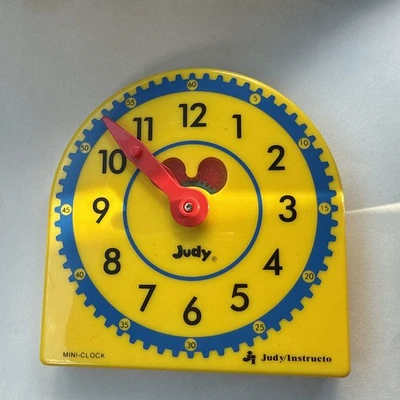 Mini Reloj Judy Instructo De Colección Plástico Amarillo 5" Tiempo Enseñanza Educación en el Hogar Foto 1 de 4