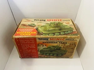 Vintage Tri-ang MINIC Uhrwerk angetrieben Sherman Tank - verpackt - Bild 1 von 10