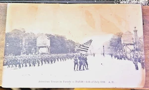 Vintage Postcard American Troops in Parade 4th July 1918 Paris Red Cross posted - Bild 1 von 5