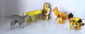 Juego de 5 estatuillas de gato de cartón vintage diseño de rompecabezas 3D estilo mediados de siglo - Imagen 1 de 7
