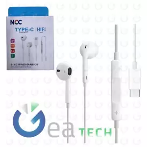 NCC AURICOLARE USB-C CON FILO 1,1M PLUG IN HIFI CUFFIE TYPE-C CUFFIETTE | BIANCO - Foto 1 di 1