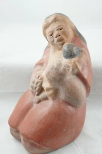 Tarrer Amerindio Chile Volkskunst Keramik roter Ton primitive Mutter und Kind - Bild 1 von 12