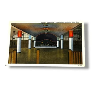 Postal Interior Danceland Russells Point on Indian Lake Ohio c1942 Lino D244 - Imagen 1 de 2