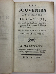 1778 Les Souvenirs De Madame De Caylus Pour Fevoir de Supplement aux Memories... - Picture 1 of 11