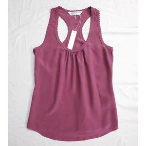 New Women's Trina Turk Rose Silk Racerback Tank Top Scoop Neck Blouse SZ SM - Picture 1 of 5