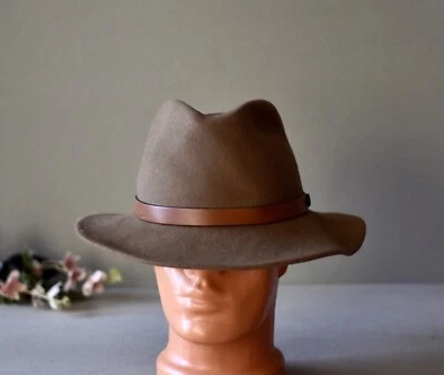 Sombrero retro vintage de lana marrón Stetson Fedora para hombre Foto 1 de 4