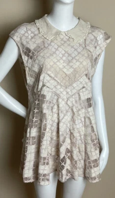 Free People Oyster White Sleeveless Sheer Lace Tunic Size Small NWOT $128 - Image 1 of 4