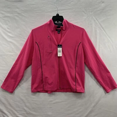 CHAPS C-Beverly Hills Bright Top Women Pink Zipper Pockets Jacket Coat Size XL - Image 1 of 4