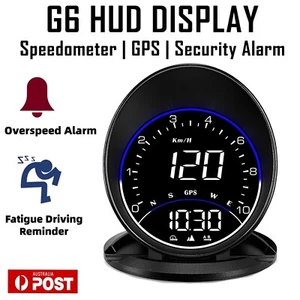 Car HUD GPS Speedometer Heads Up Digital Display OverSpeed Fatigue Warning Alarm - Picture 1 of 9