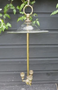 Antigua campana de humo de vidrio victoriano 3 accesorios de vela de latón repuestos de luces de techo - Imagen 1 de 15