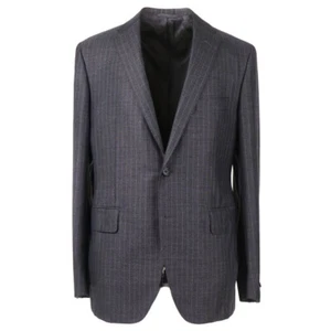 SARTORIA PARTENOPEA Gray Striped Extrafine Wool and Silk Suit 40R (Eu 50) NWT - Picture 1 of 10