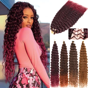 REAL LONG Natural Water Wave Crochet Braids Deep Curly as Human Hair Extensions - Picture 1 of 52
