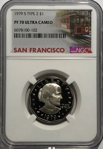1979 S $1 TYPE 2 NGC PF70 ULTRA CAMEO PROOF SUSAN B. ANTHONY DOLLAR SBA TROLLEY Cover