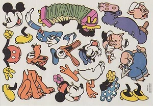 1970S WALT DISNEY CHARACTERS COLORFORMS *RUB-OFF* SHEET MICKEY PLUTO DONALD 8X10 - Picture 1 of 1