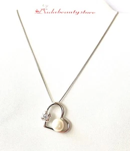 S925 Italien Silber Halskette mit 100% natürlichen Süßwasserperlen Anhänger. - Bild 1 von 6