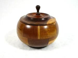 Wood Bowl with Lid Hand Crafted Hand Carved for Trinkets - Picture 1 of 5
