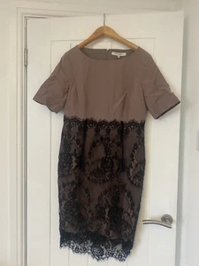 Brown LK Bennett Lace Midi Dress Size 14 - Picture 1 of 4
